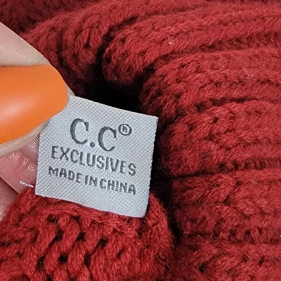 CC C.C Beanie Slouchy Knit Oversized Thick Cap Hat Unisex‎ Slouch Burgundy Solid - Picture 5 of 5